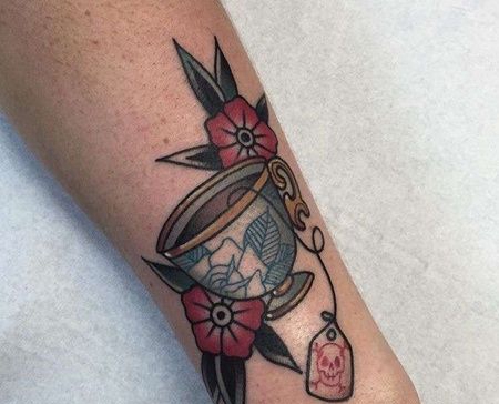 New School小臂茶杯纹身图案