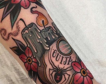 New School小臂蜡烛纹身图案