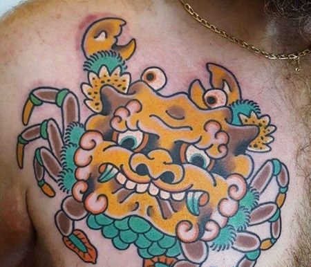 日式前胸螃蟹纹身图案