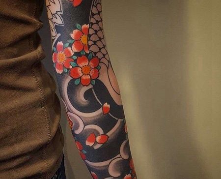 日式小臂海浪纹身图案