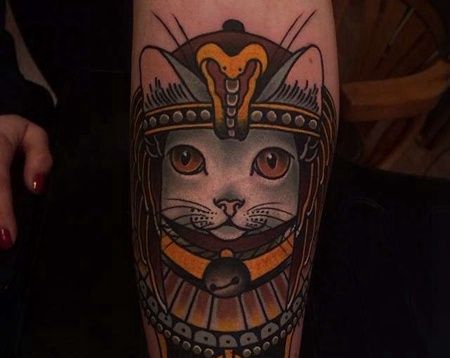 日式小臂猫纹身图案