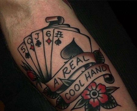 Old School小臂扑克纹身图案