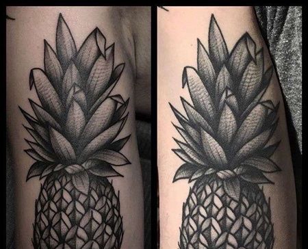 New School大臂菠萝纹身图案