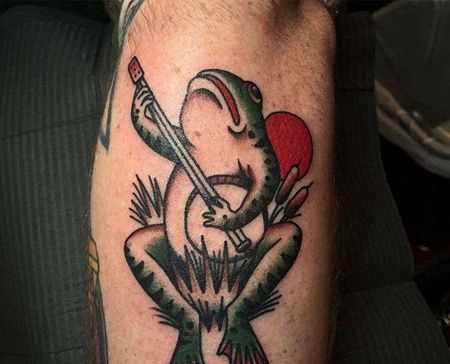 New School小臂青蛙纹身图案