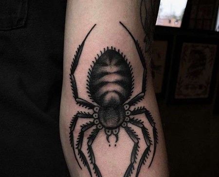New School小臂蜘蛛纹身图案