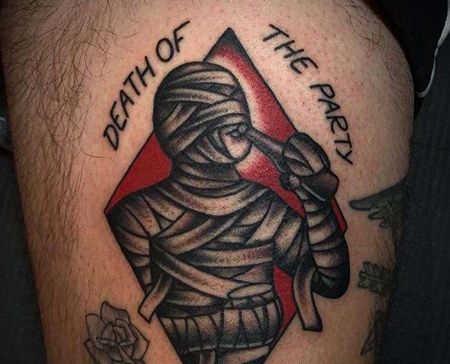 Old School大腿木乃伊纹身图案