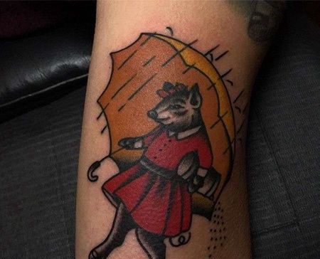 Old School小臂猪纹身图案