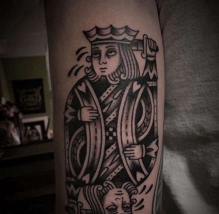 Old School小臂扑克牌纹身图案