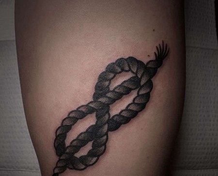 Old School小腿绳索纹身图案