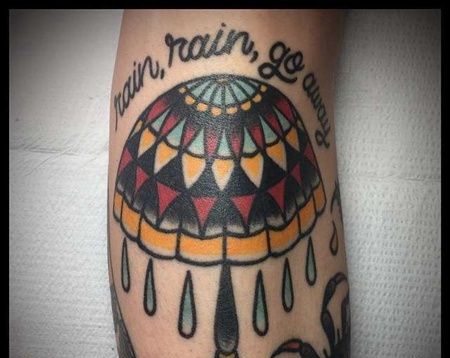 Old School小臂雨伞纹身图案