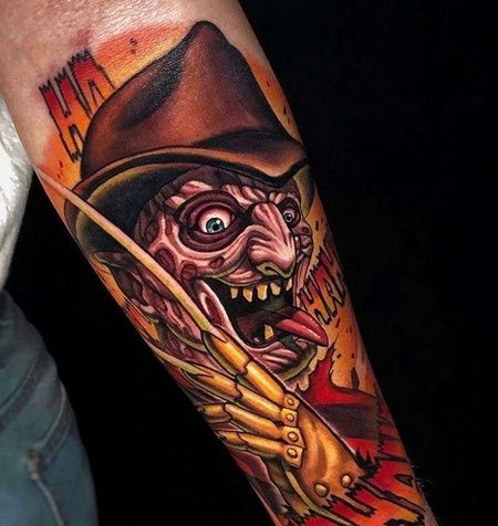 New School小臂僵尸纹身图案