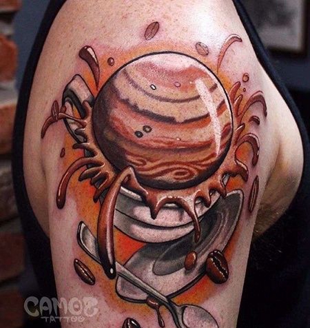 New School大臂茶杯纹身图案