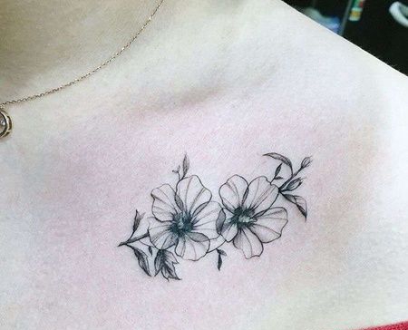 小清新锁骨樱花纹身图案