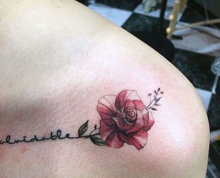 小清新锁骨玫瑰纹身图案