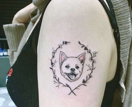 小清新大臂狗纹身图案
