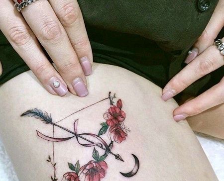 小清新大腿箭纹身图案