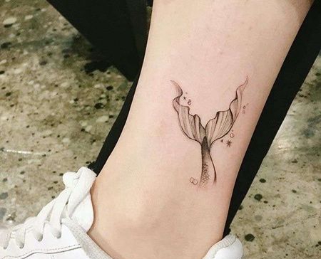 小清新小腿鱼尾纹身图案