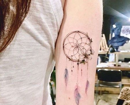 小清新大臂捕梦网纹身图案