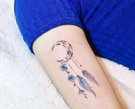 小清新大臂月亮捕梦网纹身图案