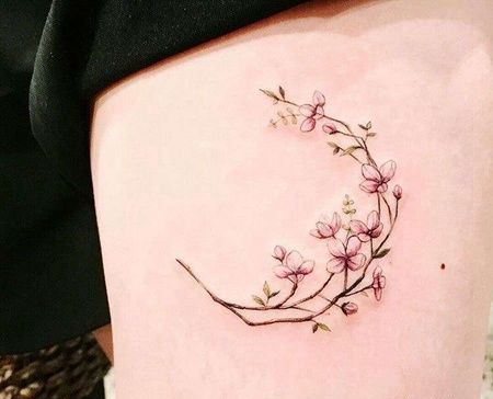 小清新大腿樱花纹身图案