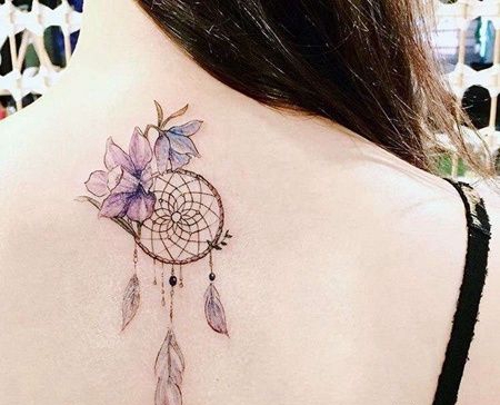 小清新后背捕梦网纹身图案