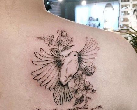小清新后肩鸟纹身图案