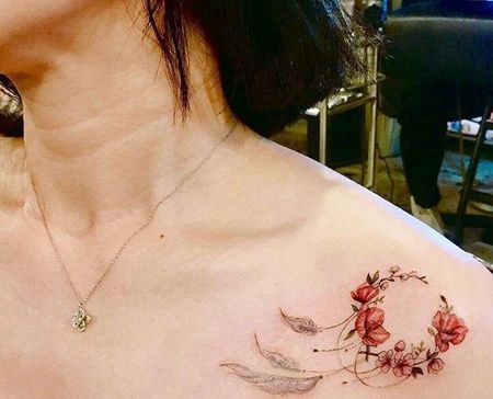 小清新锁骨捕梦网纹身图案