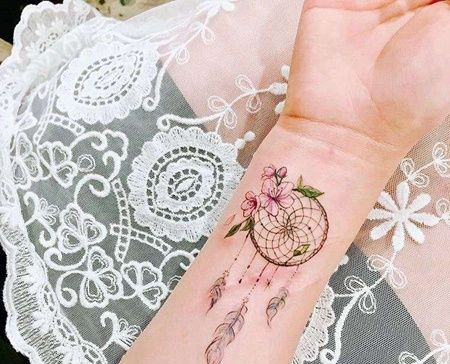 小清新小臂捕梦网纹身图案