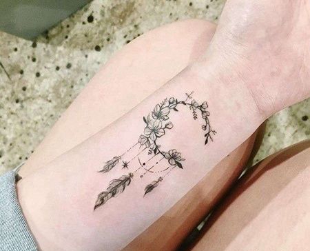 小清新手腕花环捕梦网纹身图案