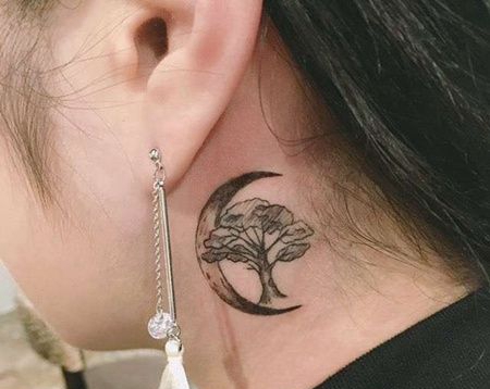 小清新脖子树纹身图案