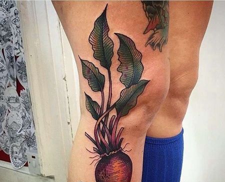 New School大腿萝卜纹身图案