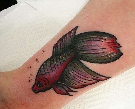 New School小臂金鱼纹身图案