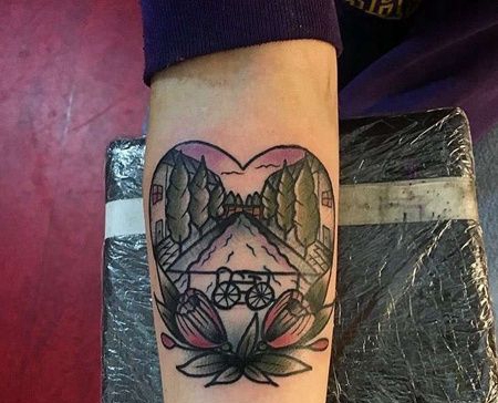 New School小臂河道纹身图案