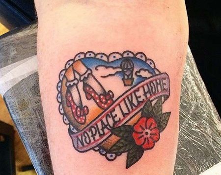 New School小腿心女人纹身图案