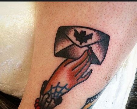 Old School小腿手信纹身图案