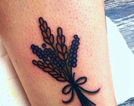 New School小腿麦穗纹身图案