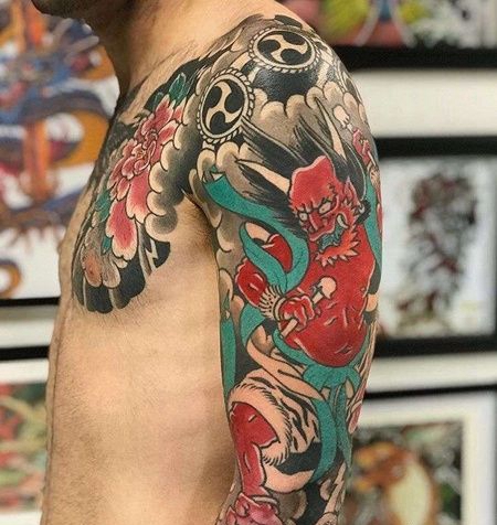 日式大臂雷神纹身图案