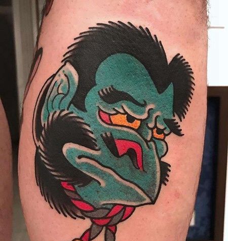 日式小臂夜叉纹身图案