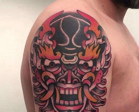 日式大臂嘎巴拉纹身图案