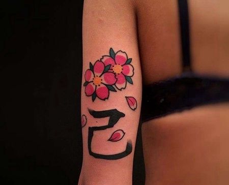 日式大臂樱花纹身图案