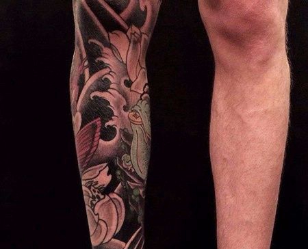 新传统小臂青蛙纹身图案