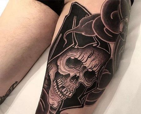 日式大腿死神纹身图案