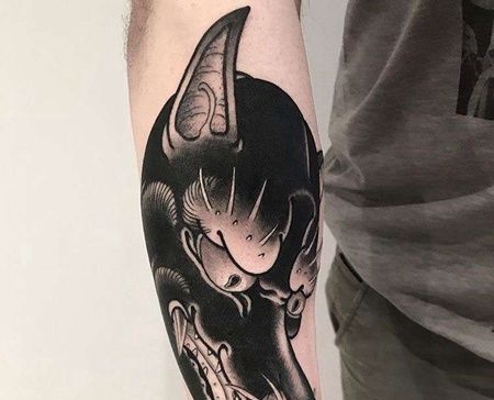 日式小臂狼纹身图案