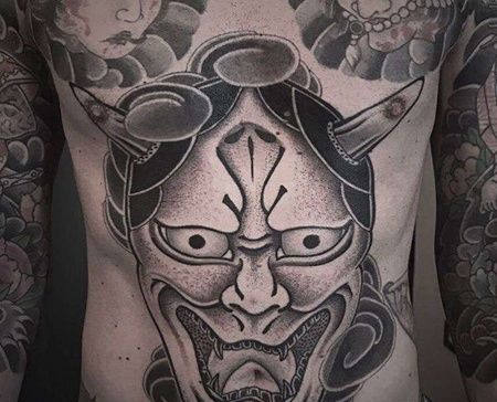 新传统腹部般若纹身图案