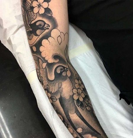 新传统小臂燕子纹身图案