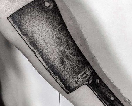 点刺小臂菜刀纹身图案