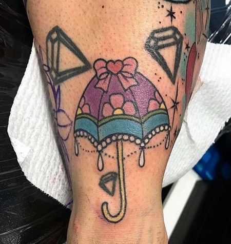 New School小臂雨伞纹身图案