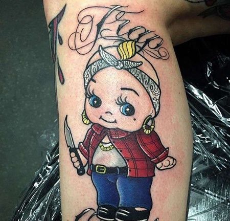 New School小腿娃娃纹身图案