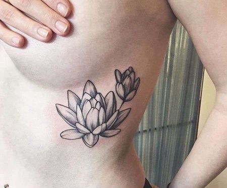 侧腰荷花纹身纹身图案