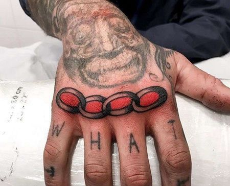 Old School手背锁链纹身图案